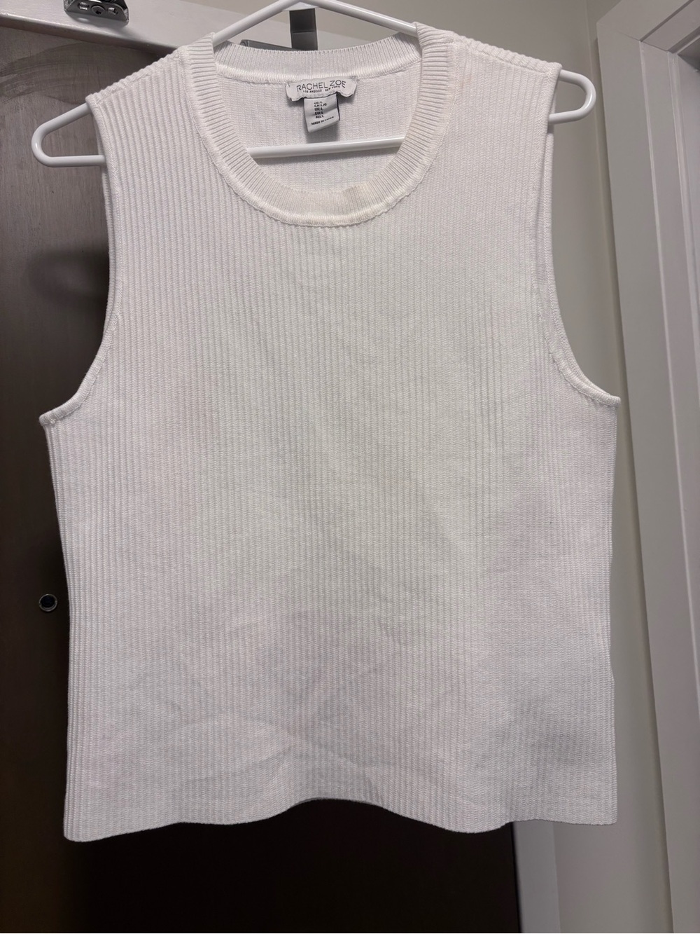 Rachel Zoe White Ribbed Knit Sleeveless Tank Top / Sweater Vest (Large)